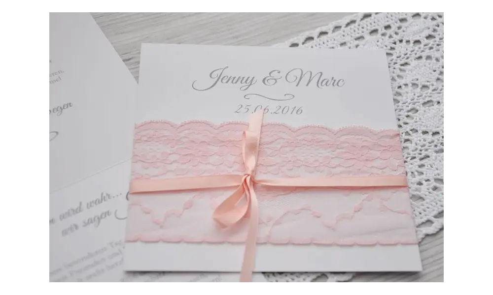 Hochzeitseinladung Vintage rosa Spitze diy