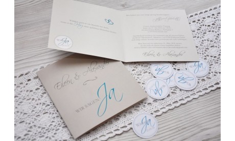 Einladungskarte Hochzeit "für immer", Klappkarte Quadrat, braun