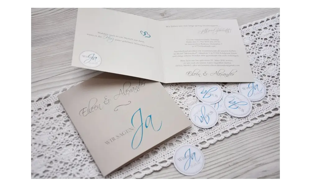Einladungskarte Hochzeit "für immer", Klappkarte Quadrat, braun