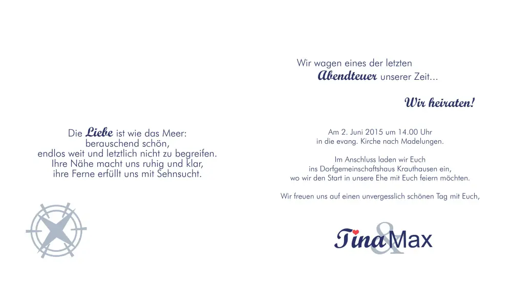 Einladung Hochzeit "Maritim"