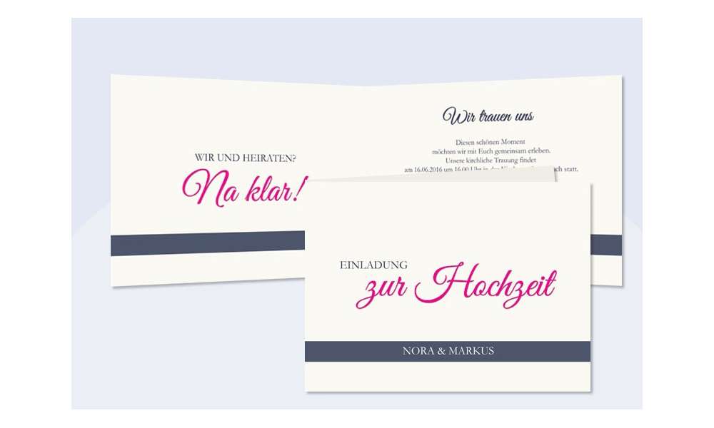 Einladungskarte Hochzeit, Klappkarte A6, "moderne Unabhängigkeit