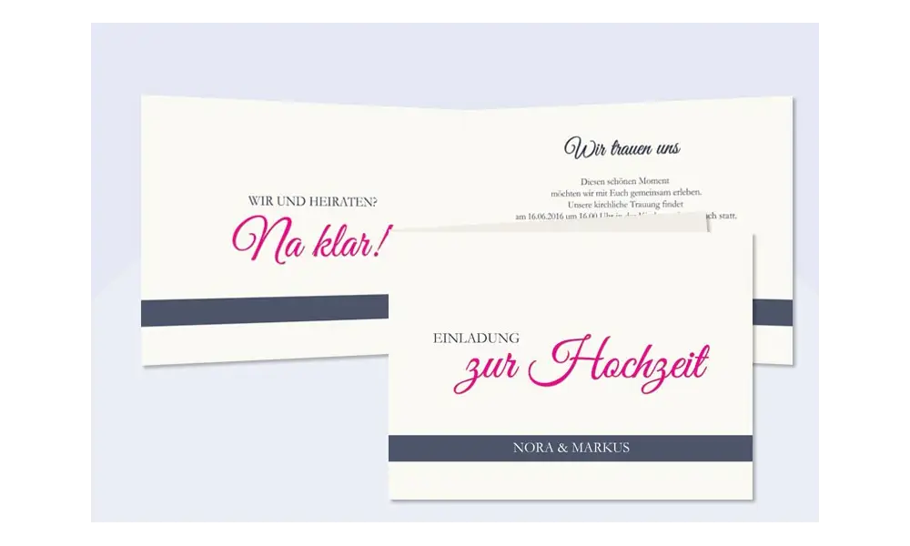 Einladungskarte Hochzeit, Klappkarte A6, "moderne Unabhängigkeit