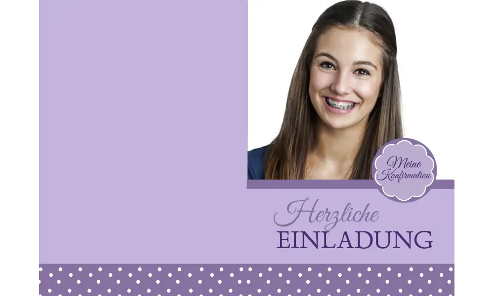 Einladungskarte Kommunion / Konfirmation, lila flieder