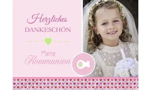 Dankeskarte Konfirmation Kommunion, "Mädchentraum", rosa pink