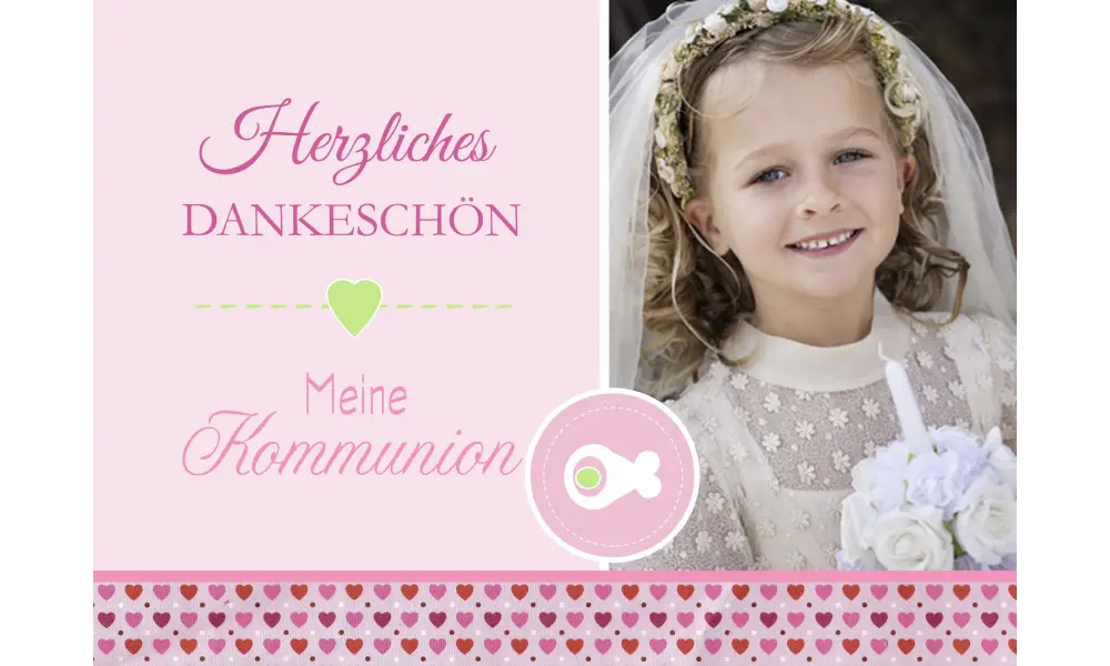 Dankeskarte Konfirmation Kommunion, "Mädchentraum", rosa pink