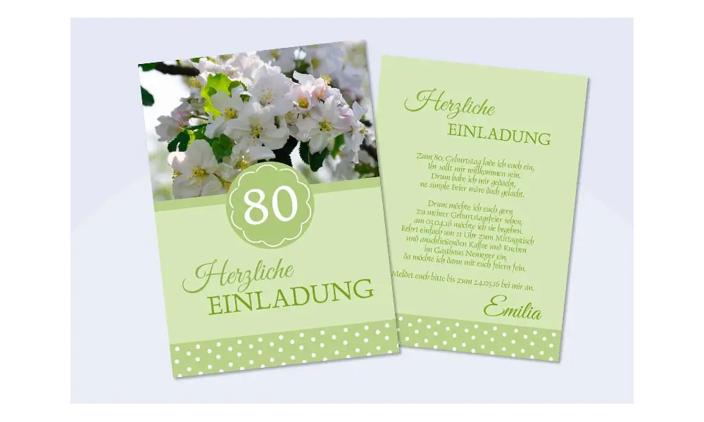 Einladung zum 80. Geburtstag grün