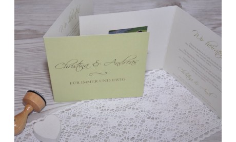 Einladungskarte Hochzeit "für immer", Klappkarte Quadrat, braun