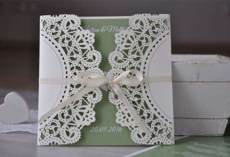 Einladungskarte Hochzeit "Lasercut trifft Elegance"