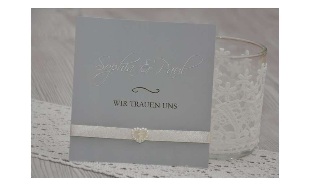 Einladungskarte Hochzeit "Nur Du" mit edler Strass Schnalle