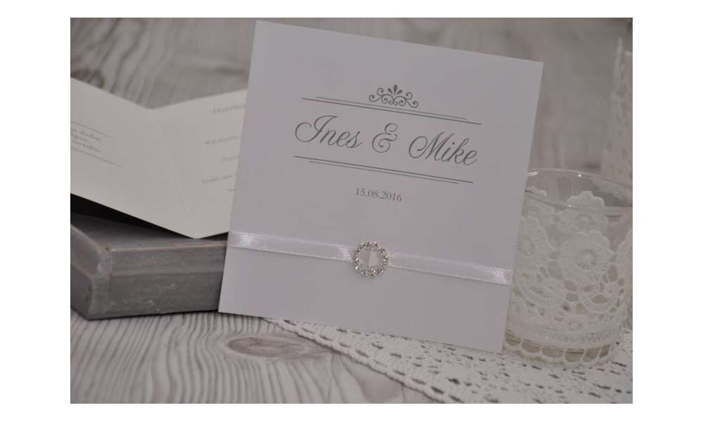 Einladungskarte Hochzeit "Nur Du" mit edler Strass Schnalle