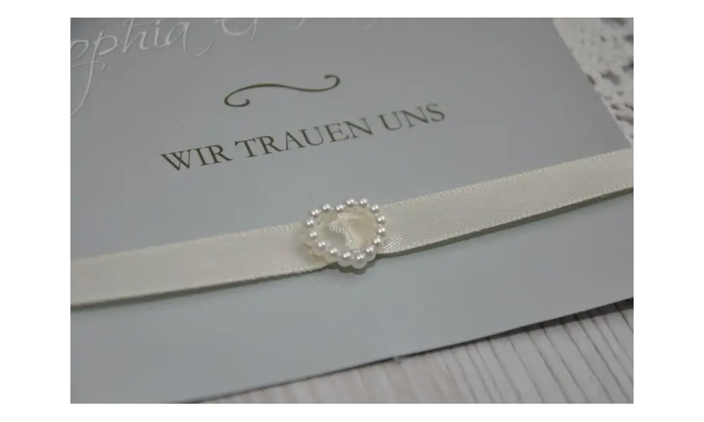 Einladungskarte Hochzeit "Nur Du" mit edler Strass Schnalle
