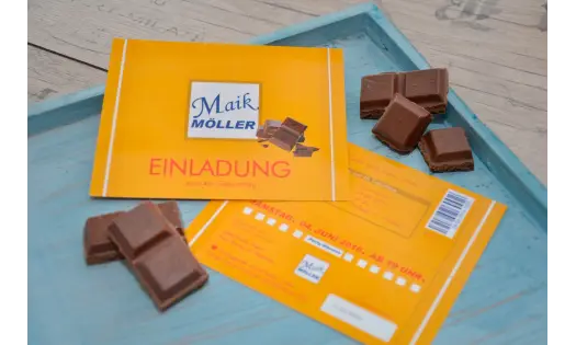 Einladung 40. Geburtstag "Schokoriegel" witzig