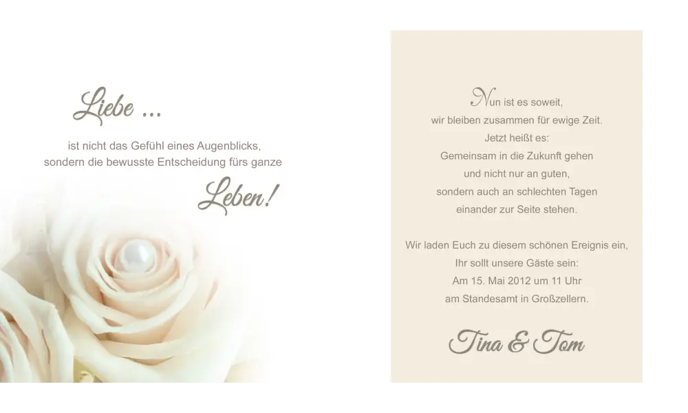Einladungskarte Hochzeit, moderner Vintage Stil