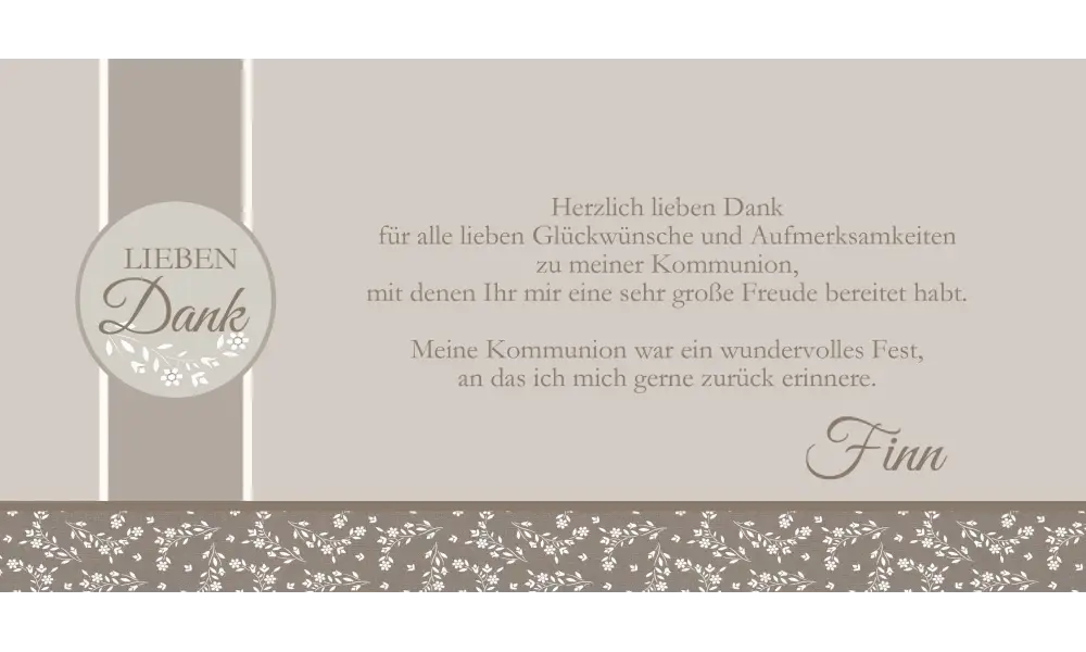 Danksagungskarte Kommunion Konfirmation "Rosa Blümchen"