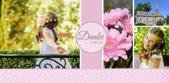 Danksagungskarte Kommunion Konfirmation "Rosa Blümchen"