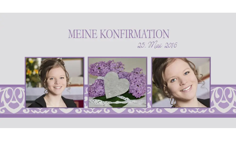 Dankeskarte Konfirmation Kommunion lila flieder