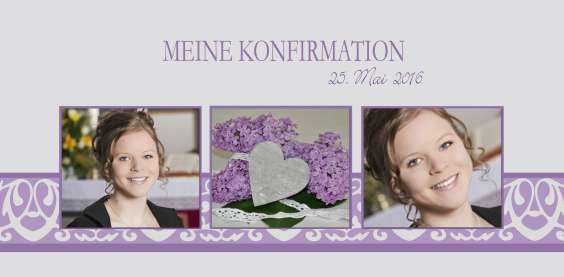 Dankeskarte Konfirmation Kommunion lila flieder