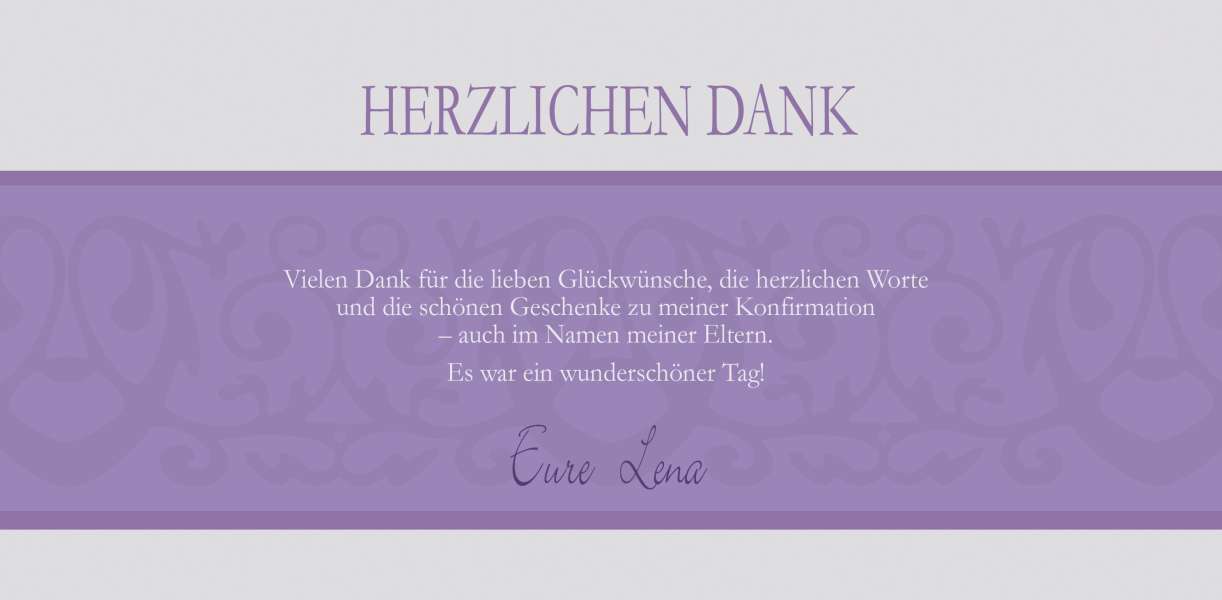 Dankeskarte Konfirmation Kommunion lila flieder