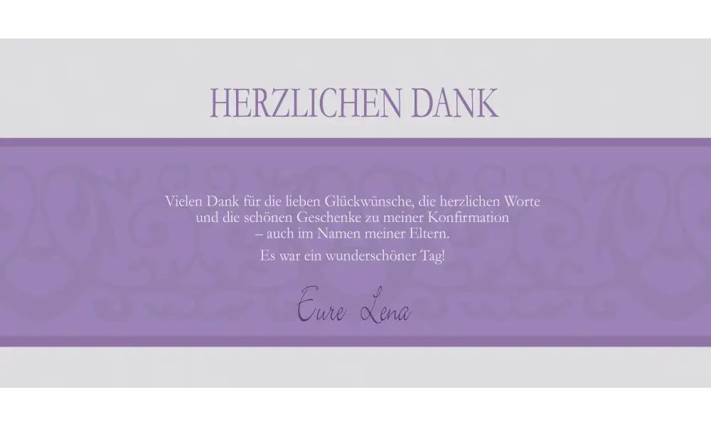 Dankeskarte Konfirmation Kommunion lila flieder