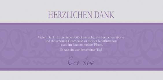 Dankeskarte Konfirmation Kommunion lila flieder