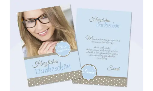 Dankeskarte Konfirmation Kommunion "Herzliches Dankeschön"