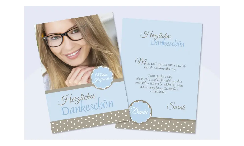 Dankeskarte Konfirmation Kommunion "Herzliches Dankeschön"