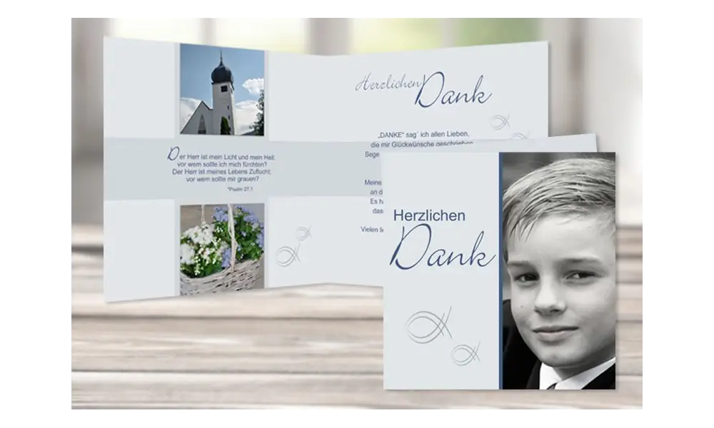 Danksagungskarte Kommunion / Konfirmation "Fisch"
