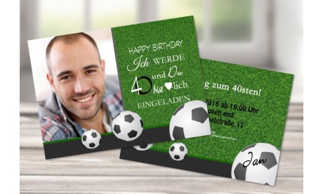 Einladungskarte 40. Geburtstag "Fußball"