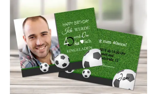 Einladungskarte 40. Geburtstag "Fußball"