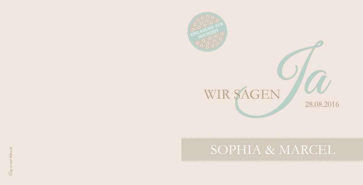 Einladungskarte Hochzeit, moderne Pastellfarben "mint"