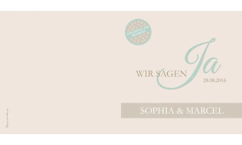 Einladungskarte Hochzeit, moderne Pastellfarben "mint"