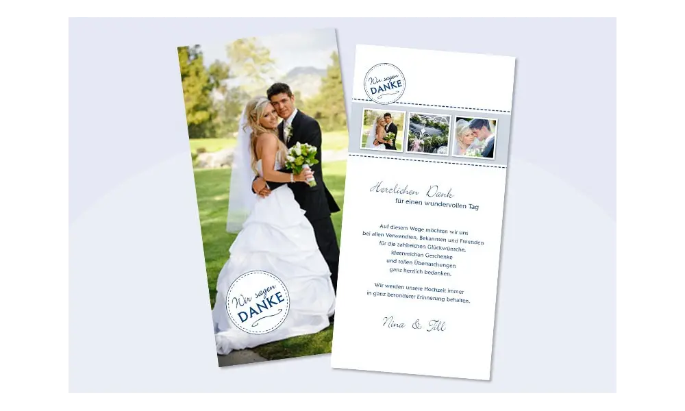 Danksagungskarte Hochzeit "maritim blau" 