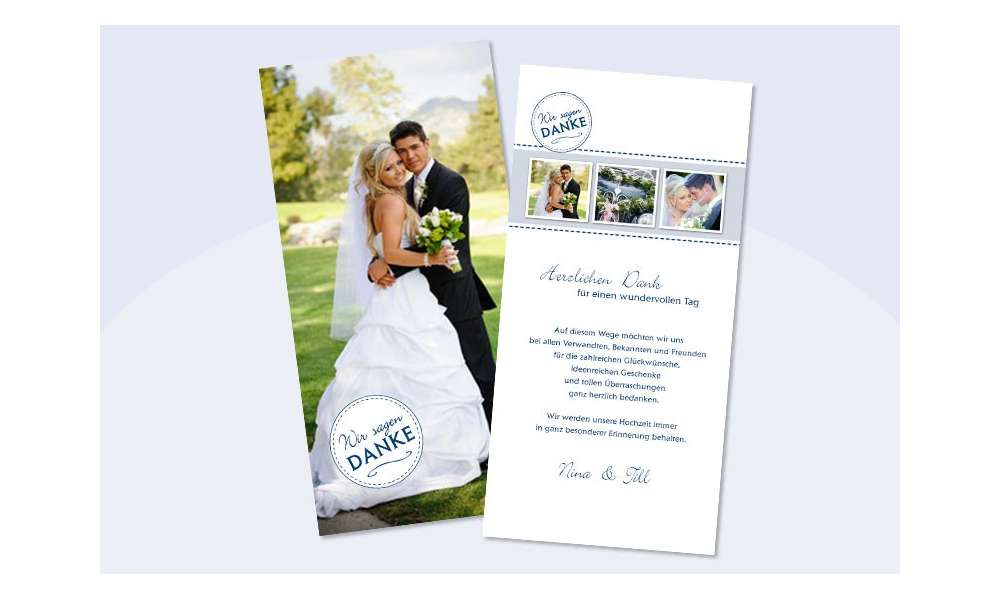 Danksagungskarte Hochzeit "maritim blau" 