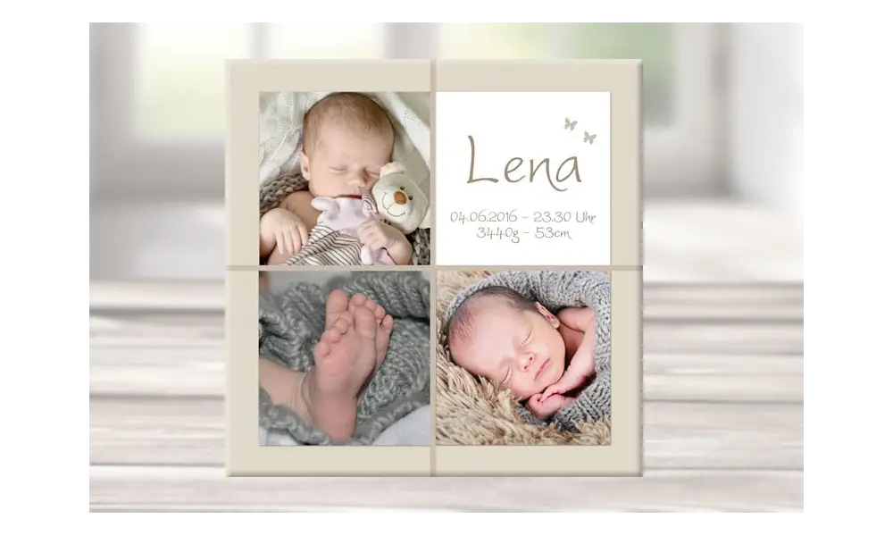 Wandbild mit Geburtsdaten & Foto, Leinwand personalisiert