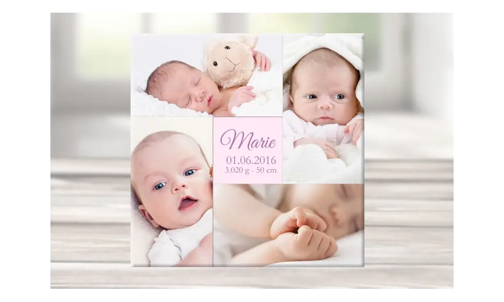 Wandbild mit Geburtsdaten & Foto, Leinwand personalisiert
