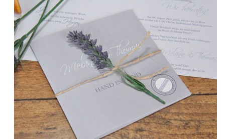 Einladungskarte Hochzeit "Lavendel" fliederfarben