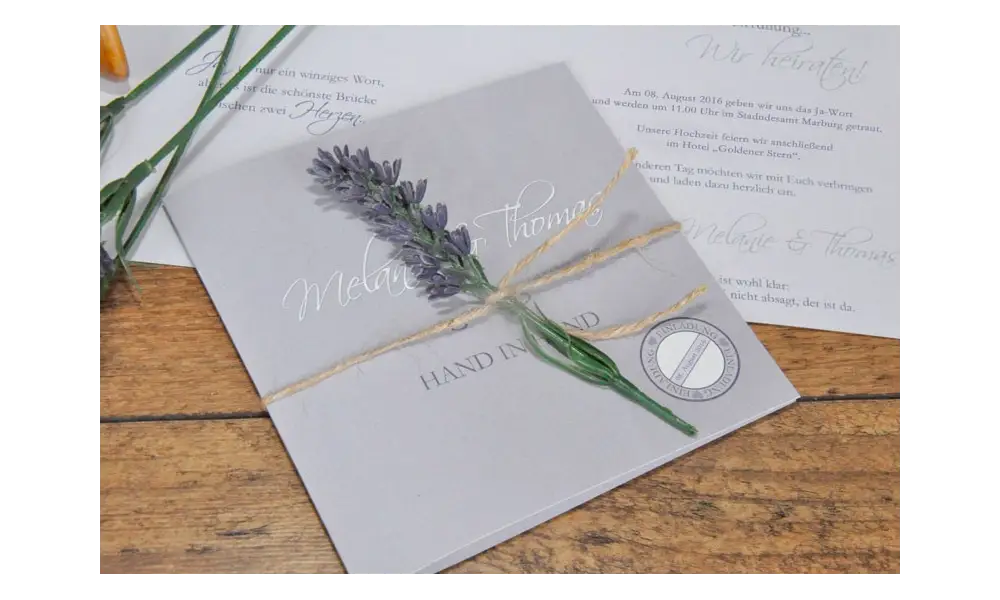 Einladungskarte Hochzeit "Lavendel" fliederfarben