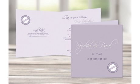 Einladungskarte Hochzeit "Lavendel" fliederfarben