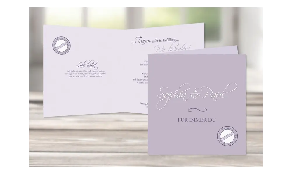 Einladungskarte Hochzeit "Lavendel" fliederfarben