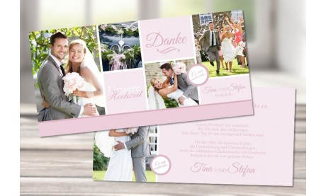 Danksagungskarte Hochzeit "Mädchentraum in rosa"rosa
