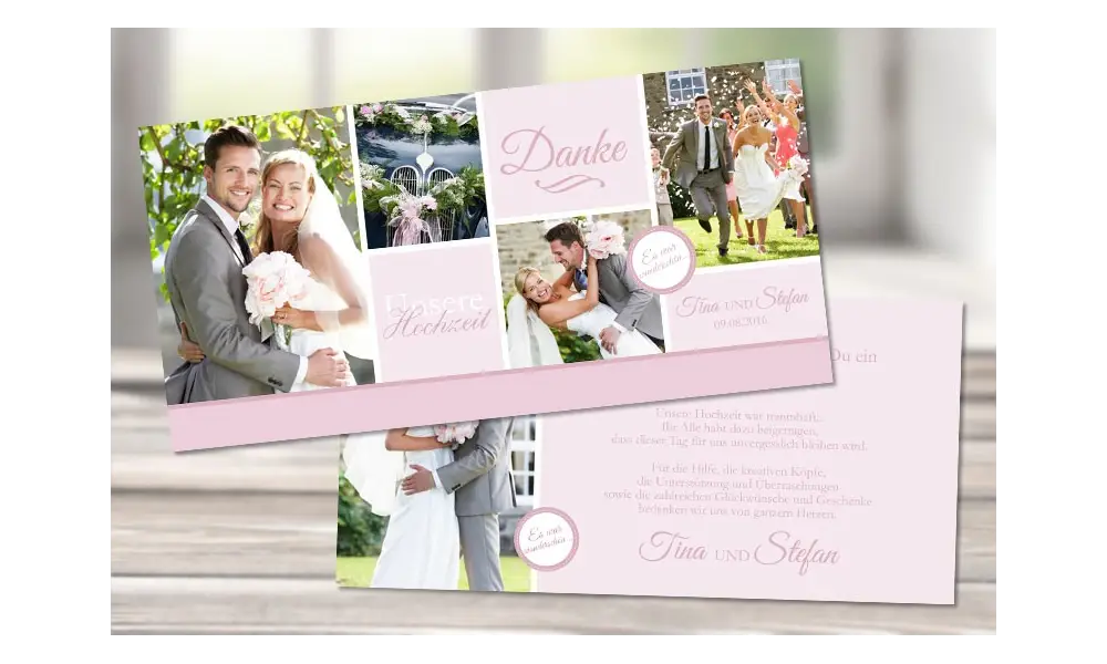 Danksagungskarte Hochzeit "Mädchentraum in rosa"rosa