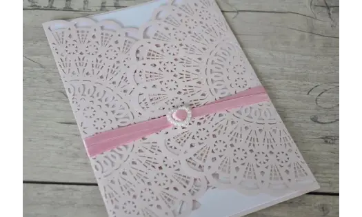 Hochzeitseinladungen Vintage "Mädchentraum in rosa"