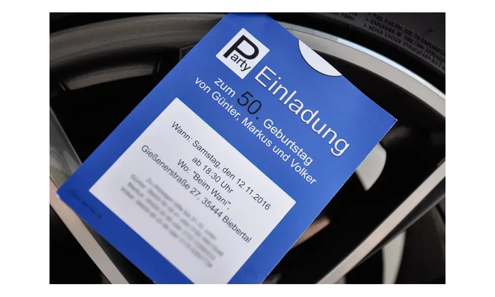 Einladung Geburtstag lustig "Parkscheibe"