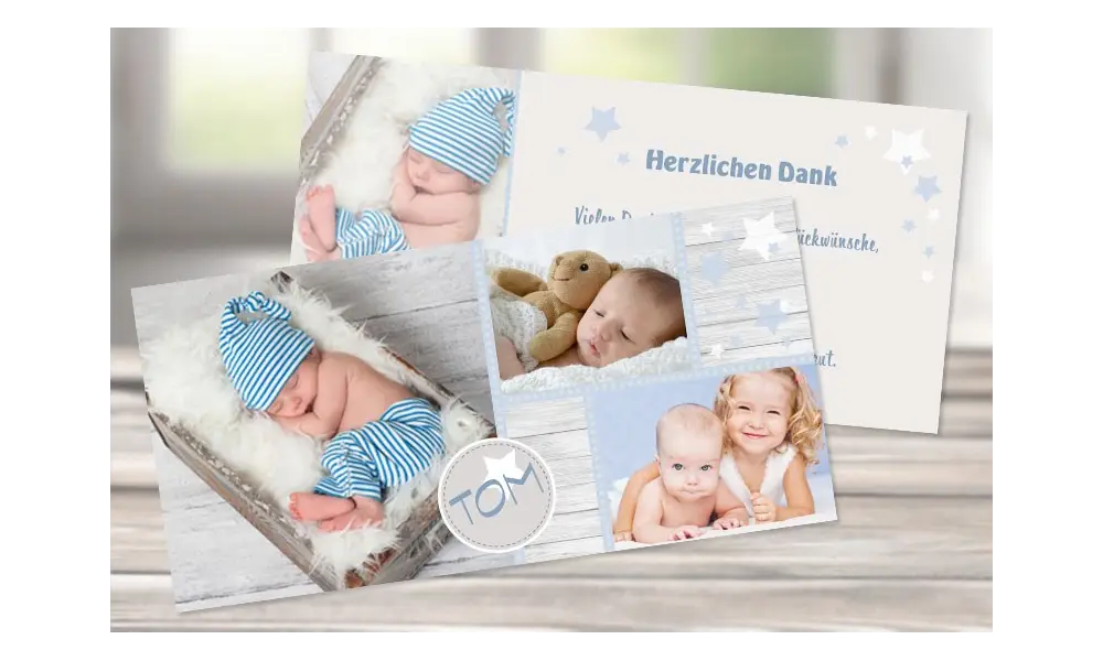 Baby Dankeskarten "Zaubersterne"