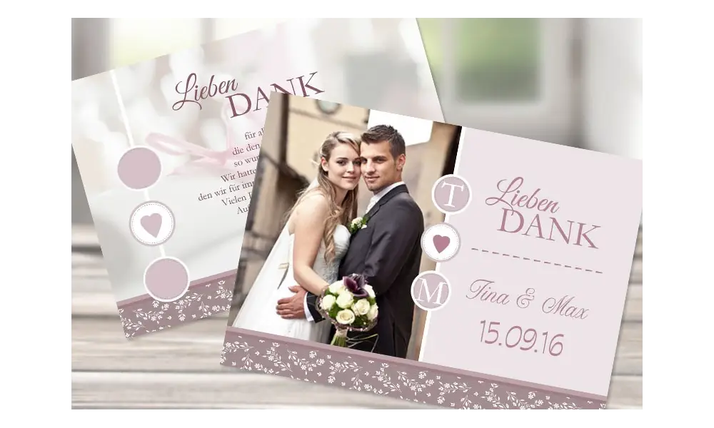 Danksagungskarte Hochzeit, "Verliebt"