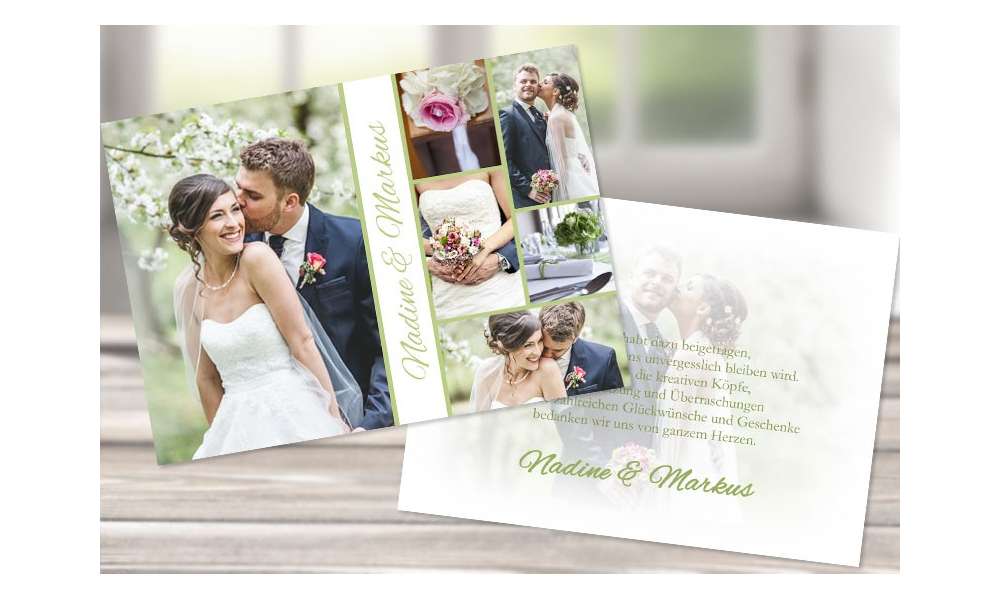 Danksagungskarte Hochzeit, "Sommerliebe" grün