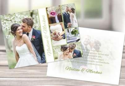 Danksagungskarte Hochzeit, "Sommerliebe" grün