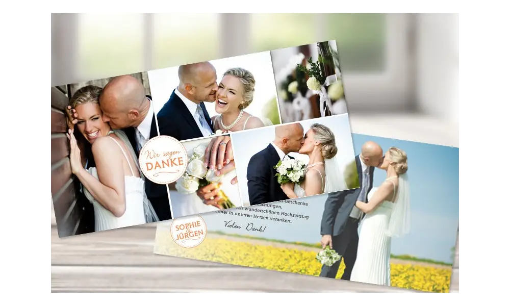 Danksagungskarte Hochzeit "Wir sagen Danke" altrosa