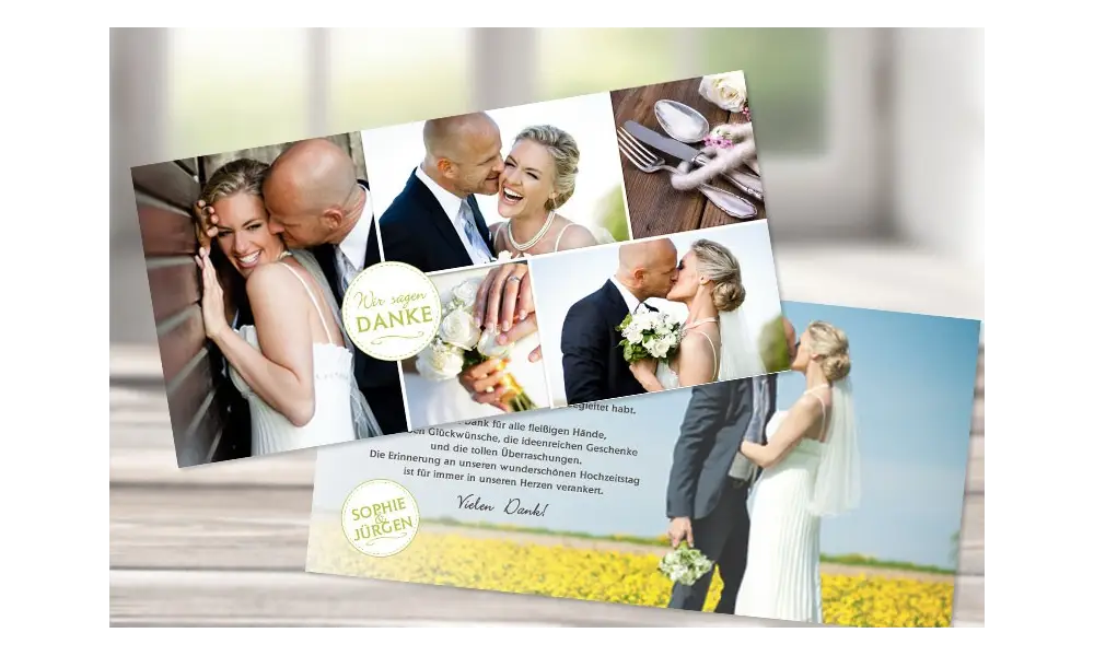 Danksagungskarte Hochzeit "Wir sagen Danke" altrosa