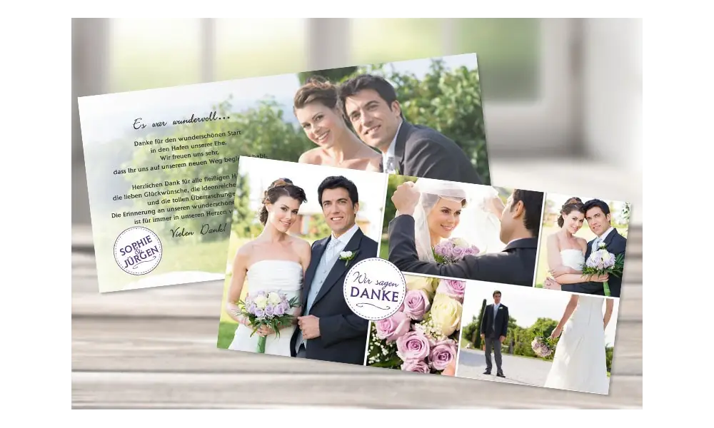 Danksagungskarte Hochzeit "Wir sagen Danke" altrosa